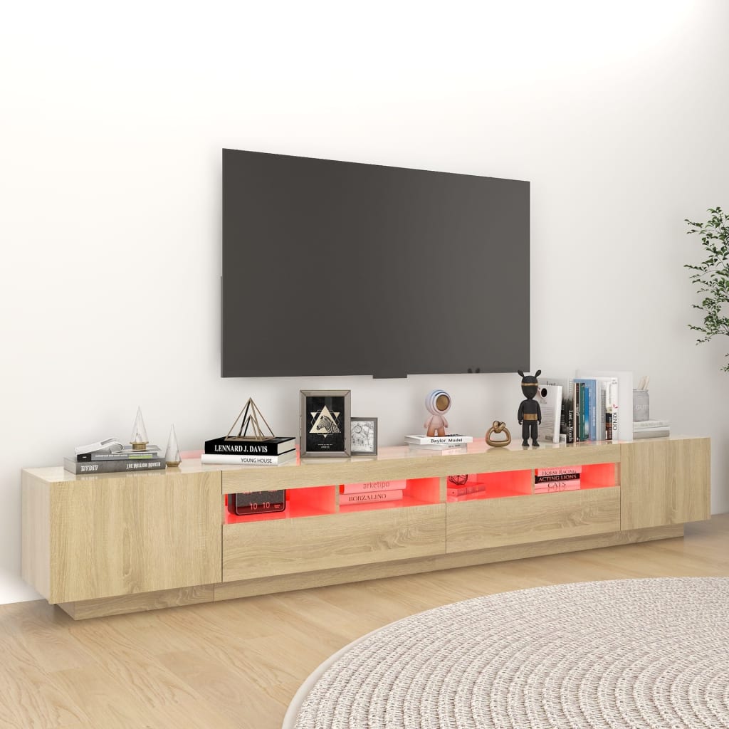 vidaXL TV-benk med LED-lys sonoma eik 260x35x40 cm
