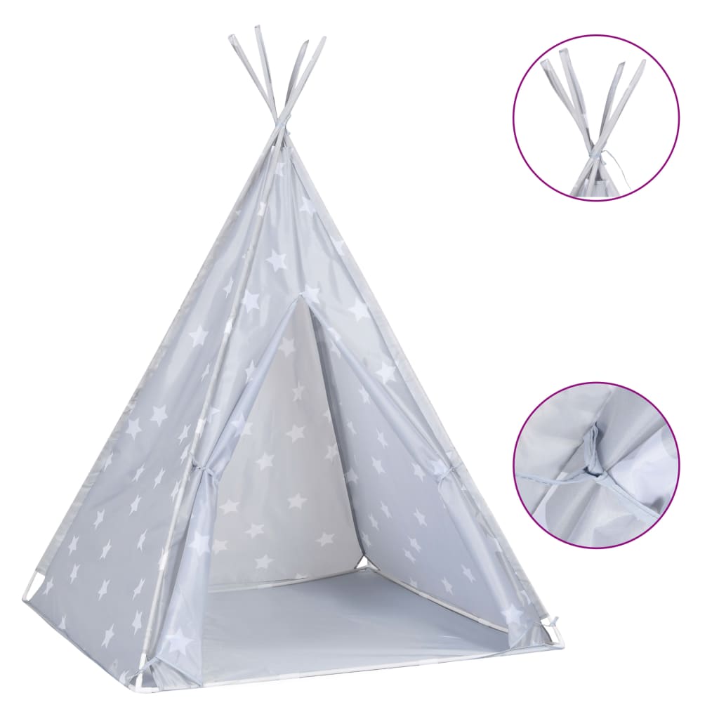 vidaXL Tipi-telt for barn med pose polyester grå 115x115x160 cm
