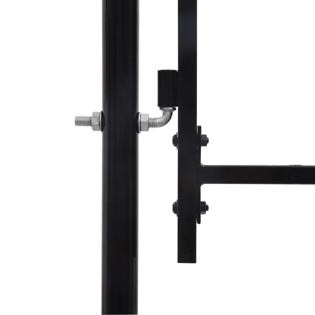 vidaXL Hageport med en dør og spisser stål 1x1,5 m svart
