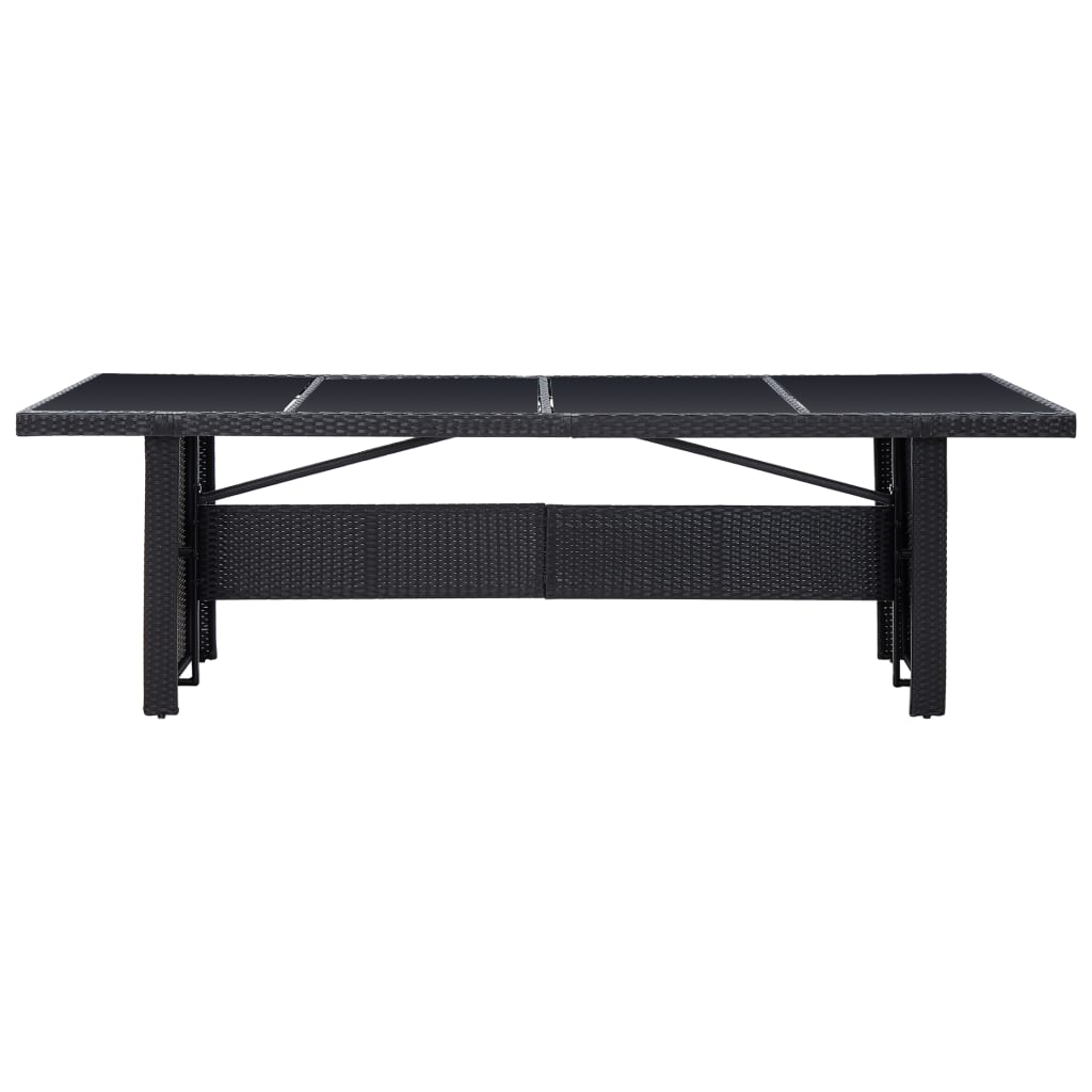 vidaXL Hagebord svart 240x90x74 cm polyrotting og glass