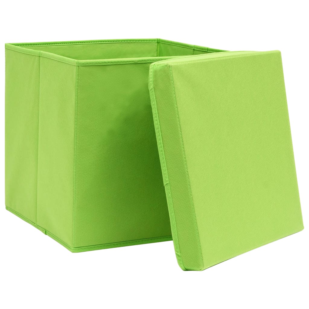 vidaXL Oppbevaringsbokser med deksler 10 stk 28x28x28 cm grønn