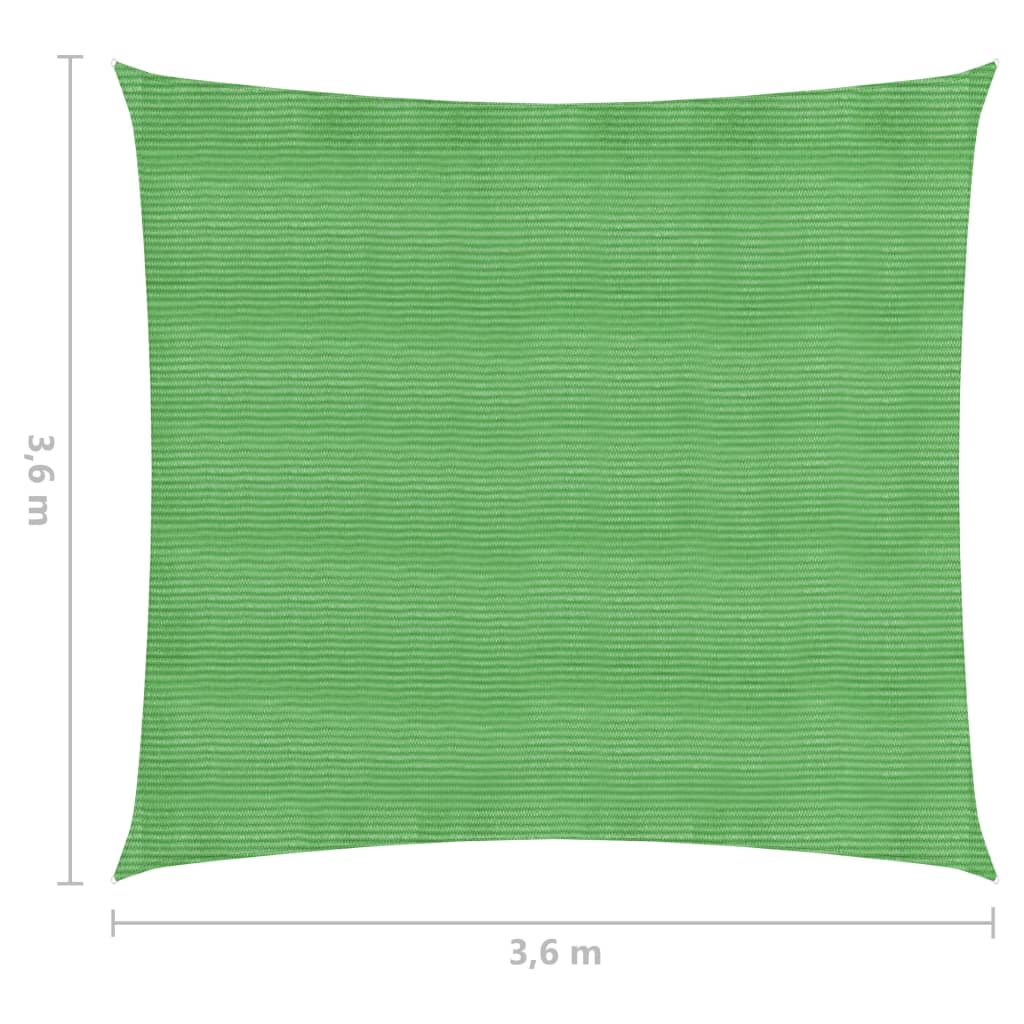 vidaXL Solseil 160 g/m² lysegrønn 3,6x3,6 m HDPE