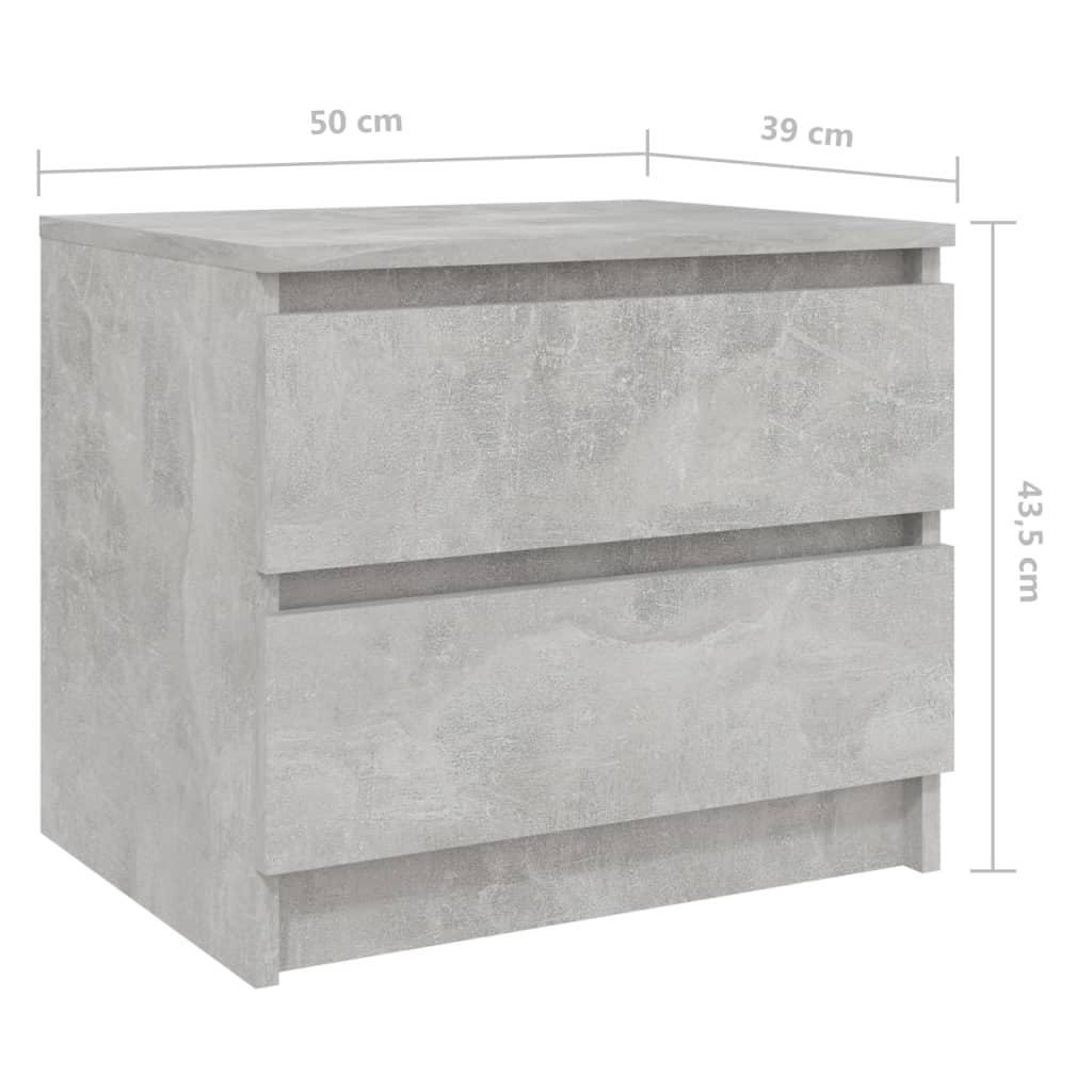 vidaXL Nattbord 2 stk betonggrå 50x39x43,5 cm sponplate