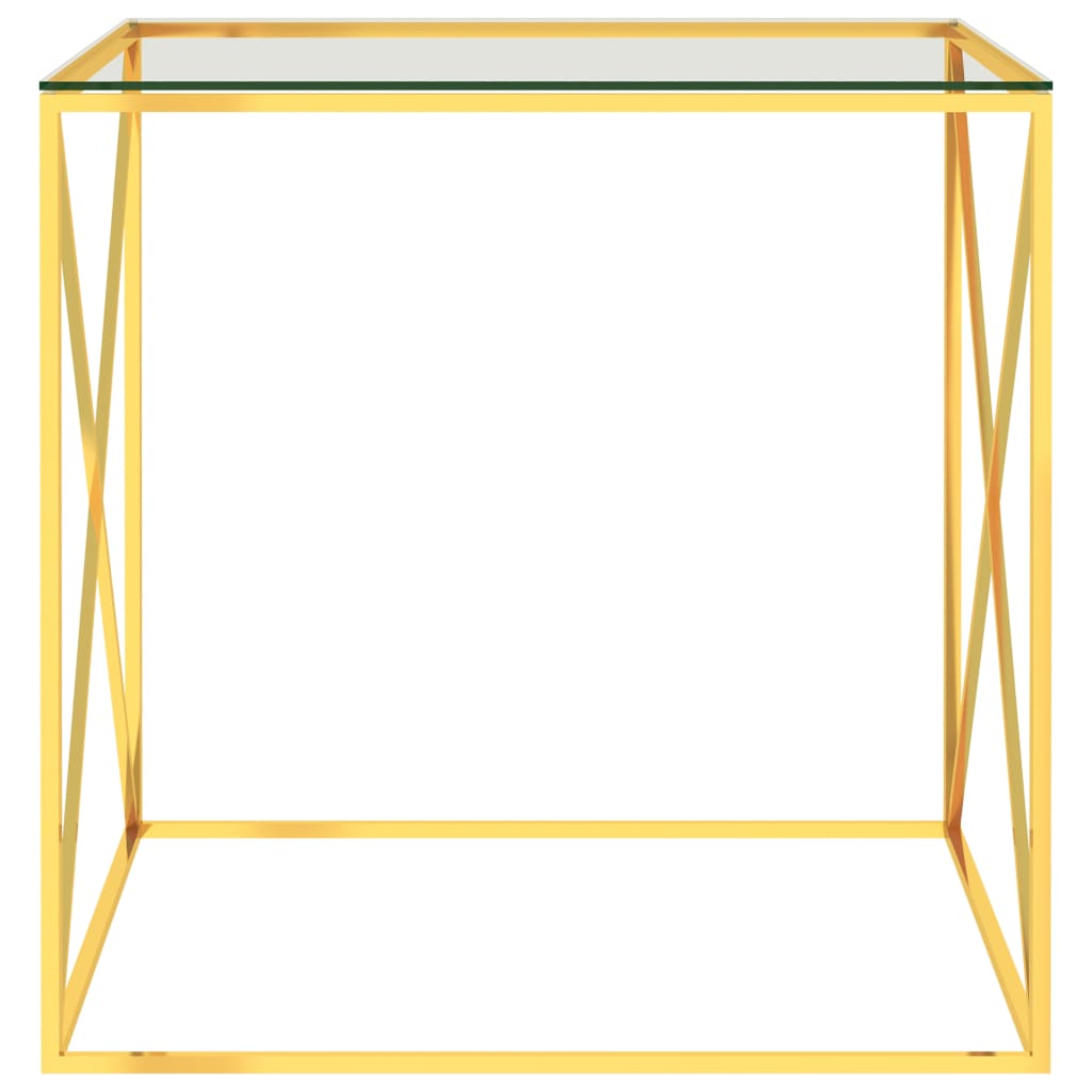 vidaXL Salongbord gull 55x55x55 cm rustfritt stål og glass