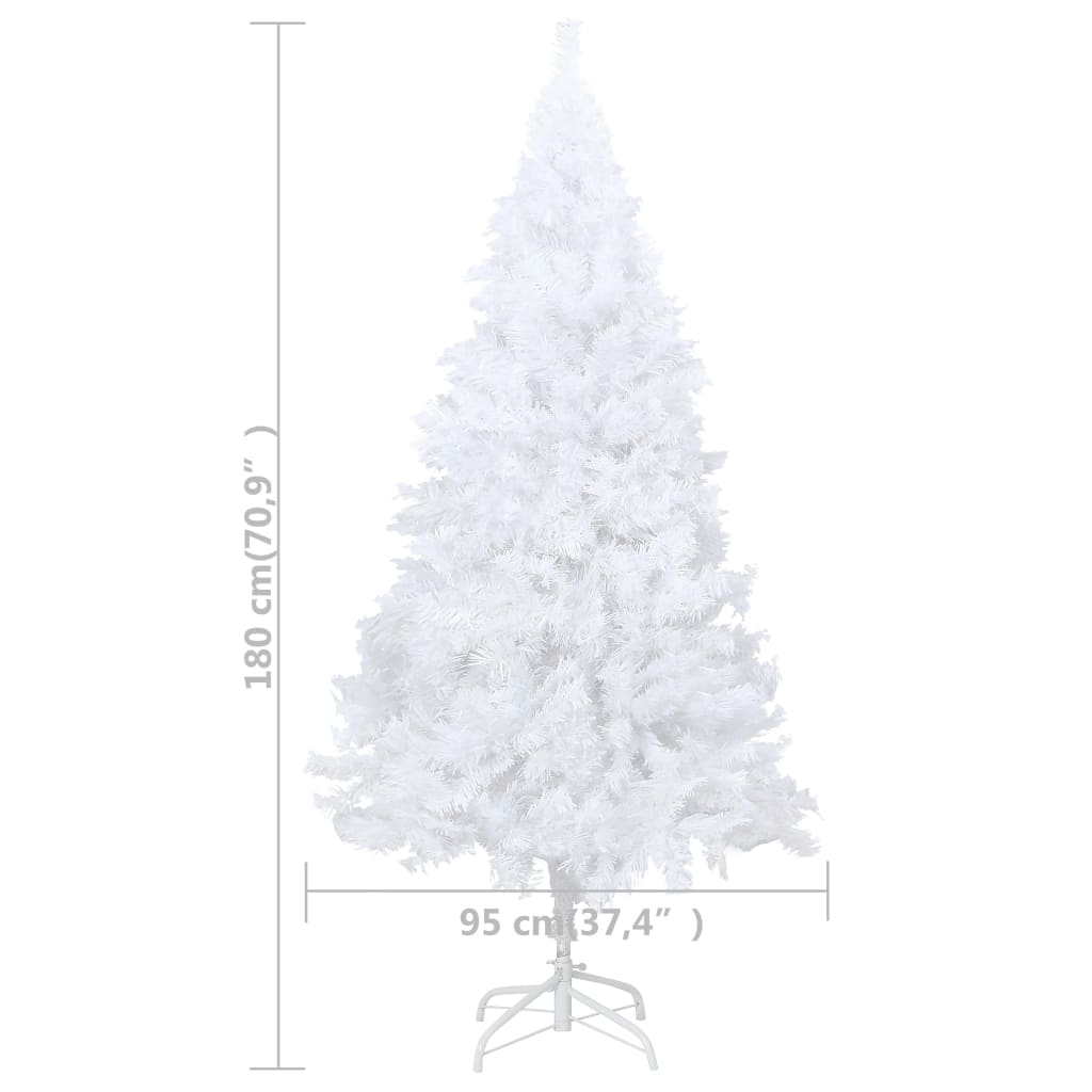 vidaXL Forhåndsbelyst kunstig juletre med kulesett hvit 180 cm PVC