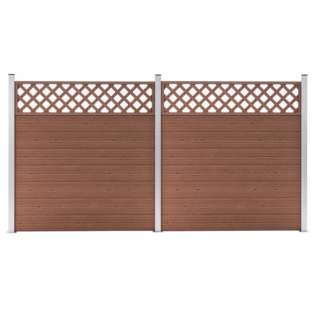 vidaXL Gjerdesett WPC 2 paneler firkantet 353x185 cm brun
