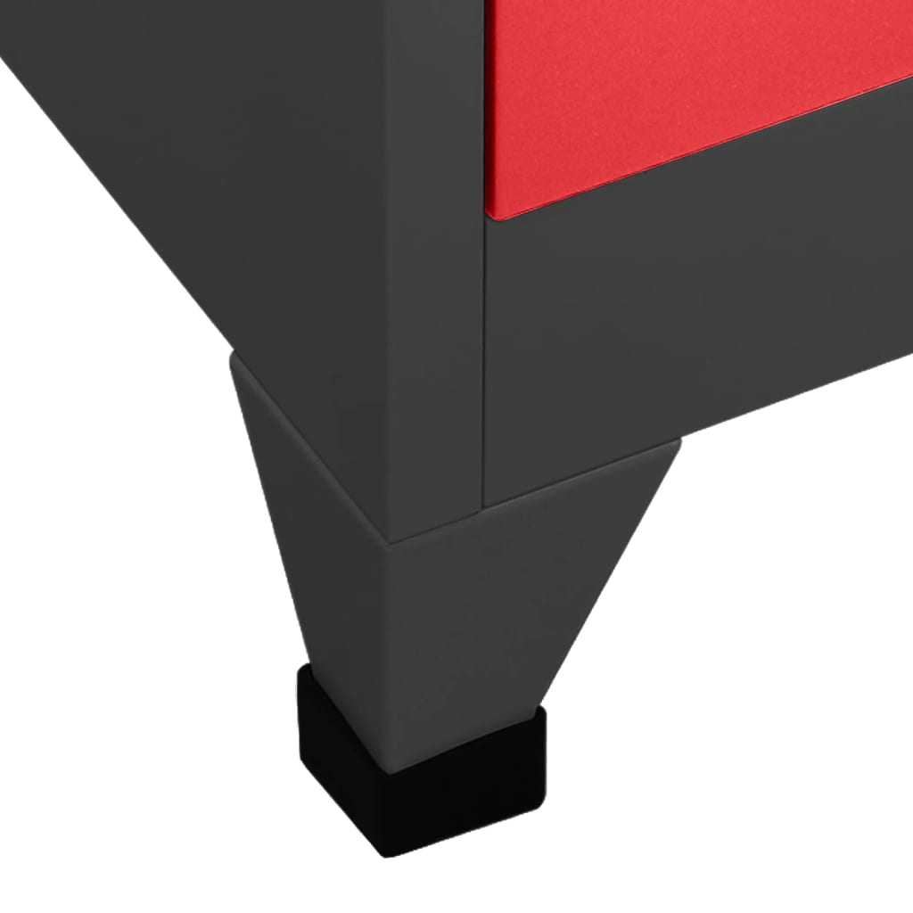 vidaXL Oppbevaringsskap antrasitt og rød 90x45x180 cm stål