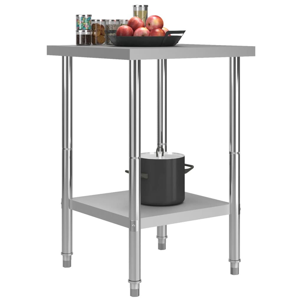 vidaXL Arbeidsbord for kjøkken 60x60x85 cm rustfritt stål
