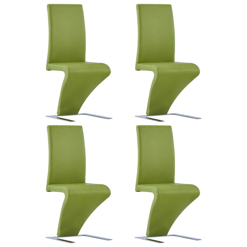 vidaXL Spisestoler med sikksakkform 4 stk grønn kunstig skinn