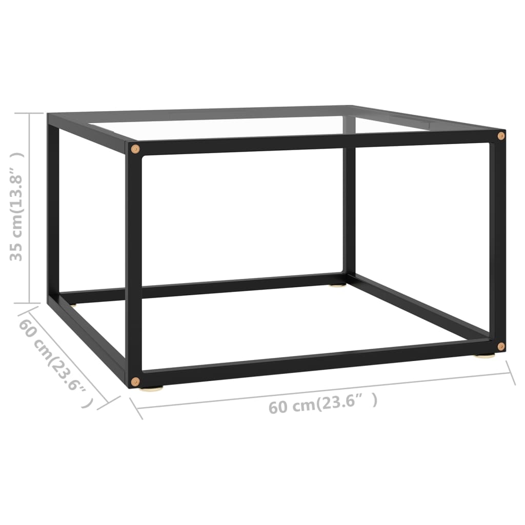 vidaXL Salongbord svart med herdet glass 60x60x35 cm