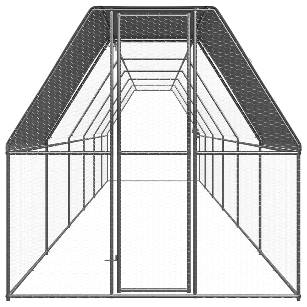 vidaXL Utendørs hønsehus 2x12x2 m galvanisert stål