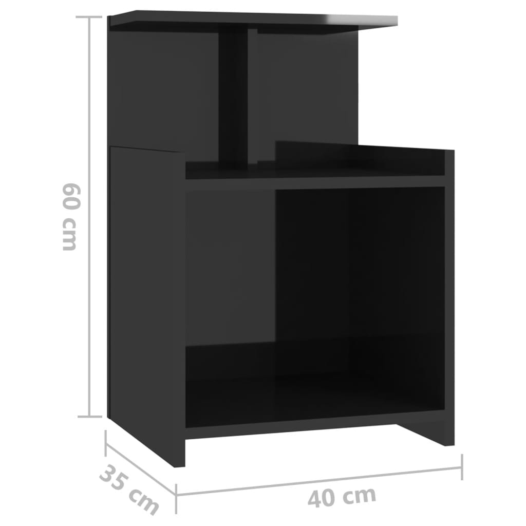 vidaXL Nattbord høyglans svart 40x35x60 cm sponplate