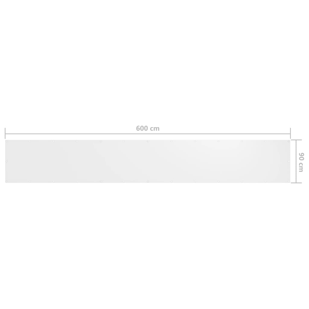 vidaXL Balkongskjerm hvit 90x600 cm oxfordstoff