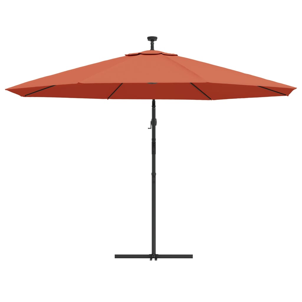 vidaXL Utendørs parasoll med LED-lys terrakotta 350 cm