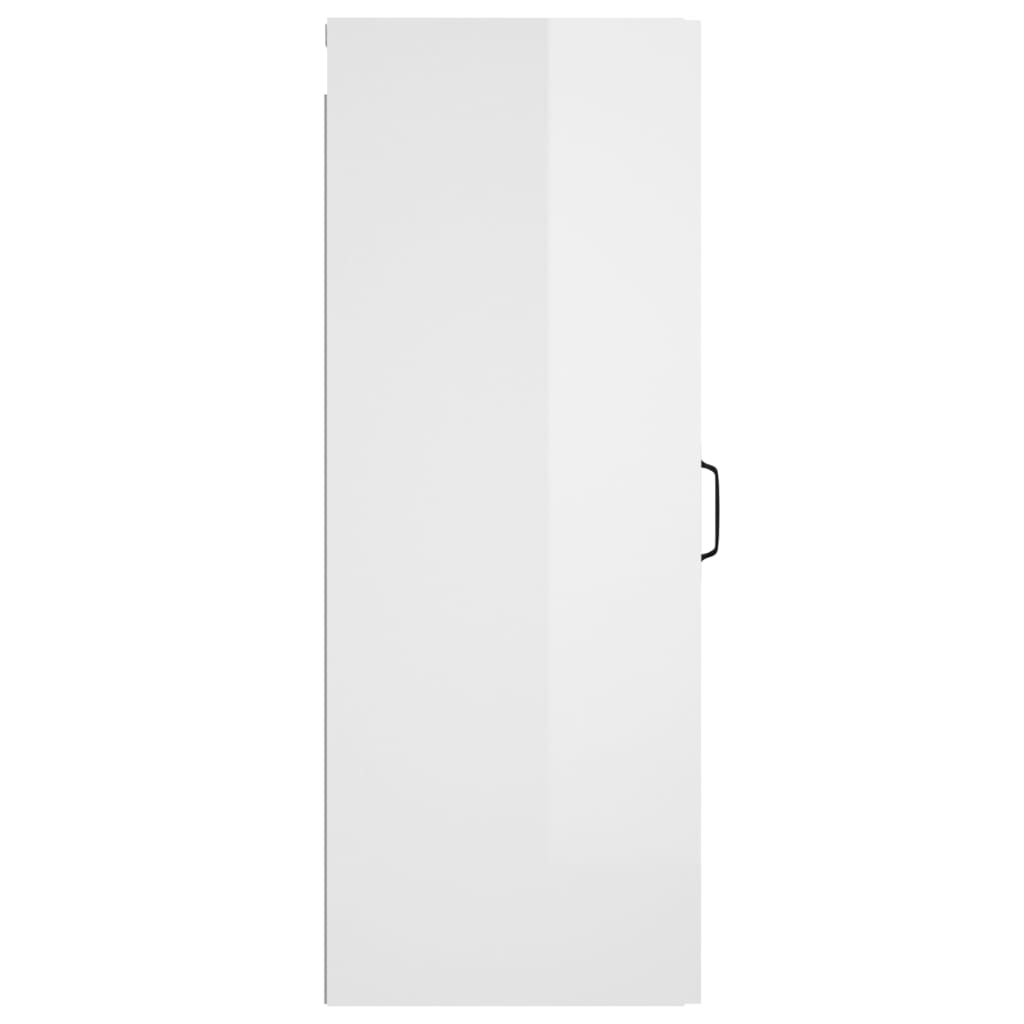 vidaXL Hengende veggskap høyglans hvit 34,5x34x90 cm konstruert tre