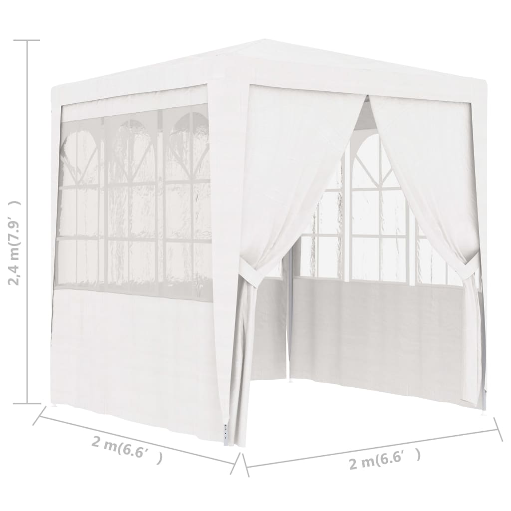 vidaXL Profesjonelt festtelt med sidevegger 2x2 m hvit 90 g/m²