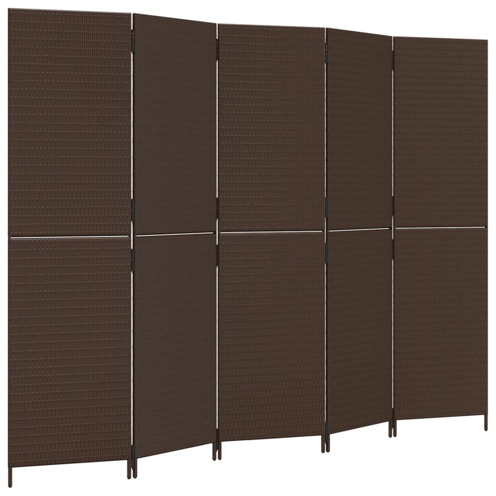 vidaXL Romdeler 5 paneler brun polyrotting