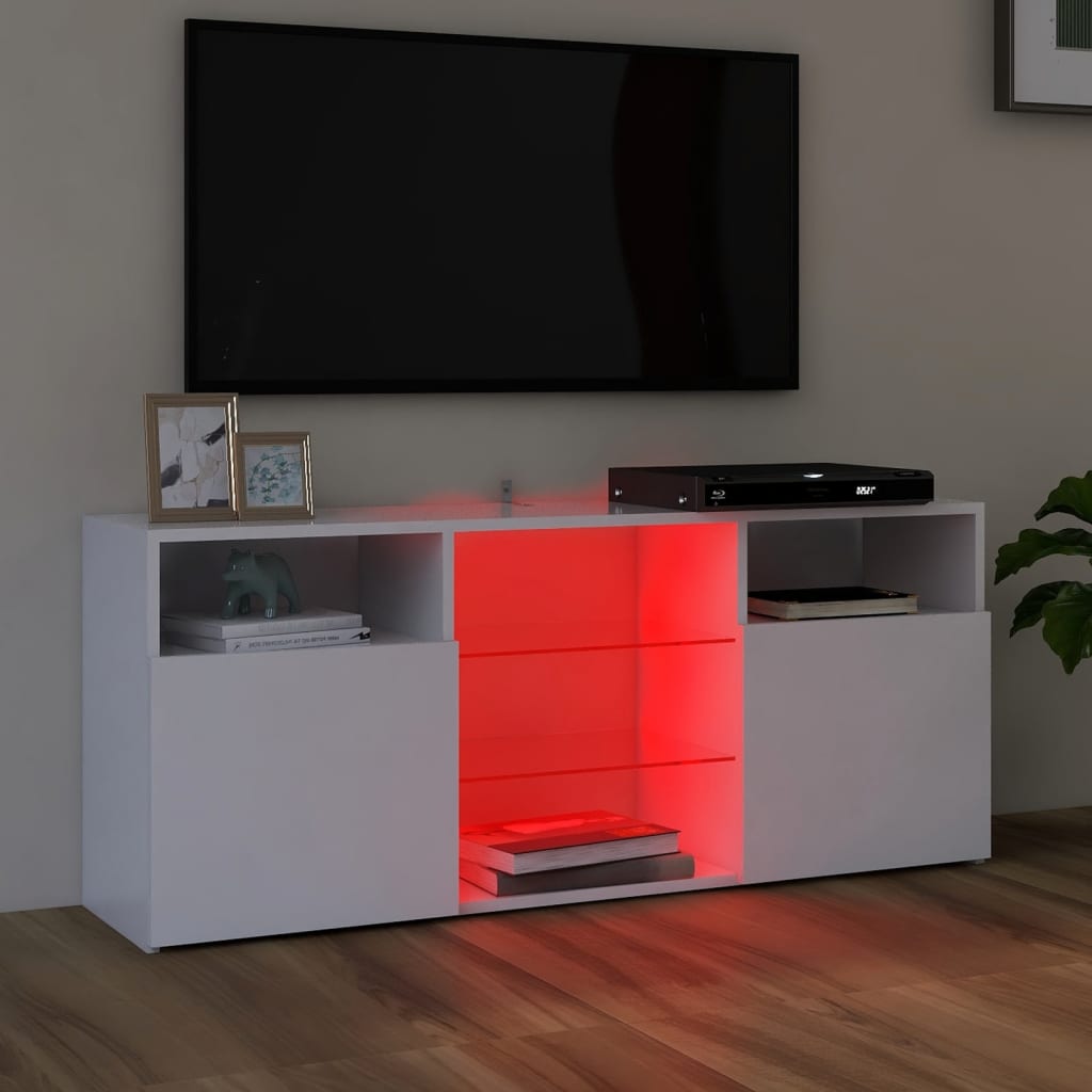 vidaXL TV-benk med LED-lys hvit 120x30x50 cm