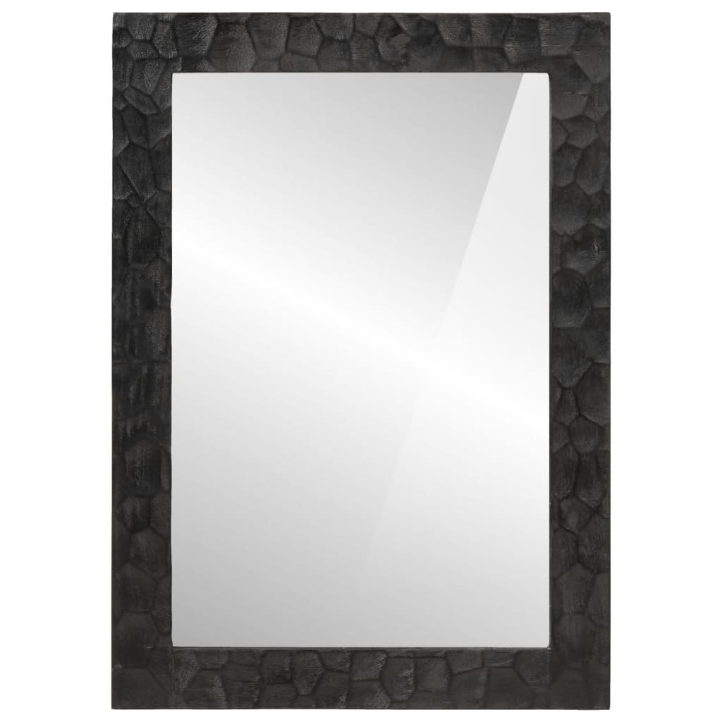 vidaXL Baderomsspeil svart 50x70x2,5 cm heltre mango og glass