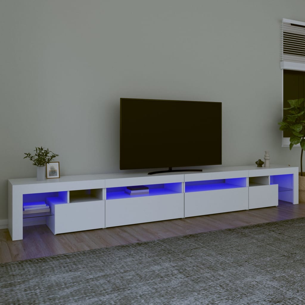 vidaXL TV-benk med LED-lys hvit 290x36,5x40 cm