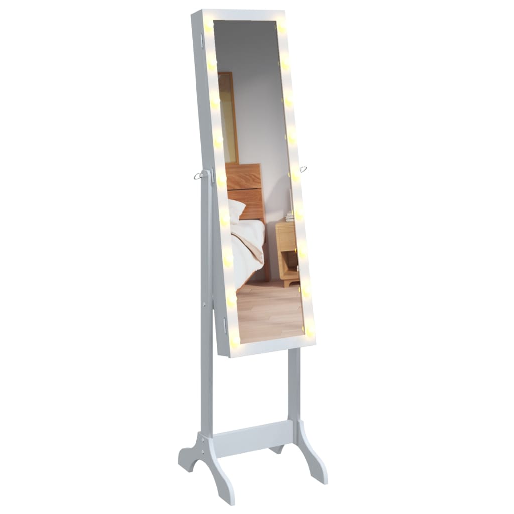 vidaXL Frittstående speil med LED hvit 34x37x146 cm