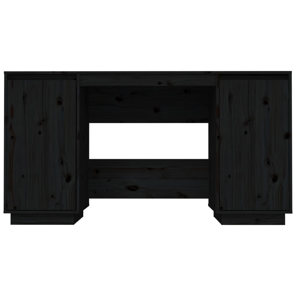 vidaXL Skrivebord svart 140x50x75 cm heltre furu