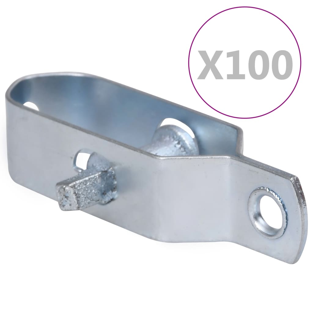 vidaXL Gjerdetrådstrammere 100 stk 90 mm stål sølv