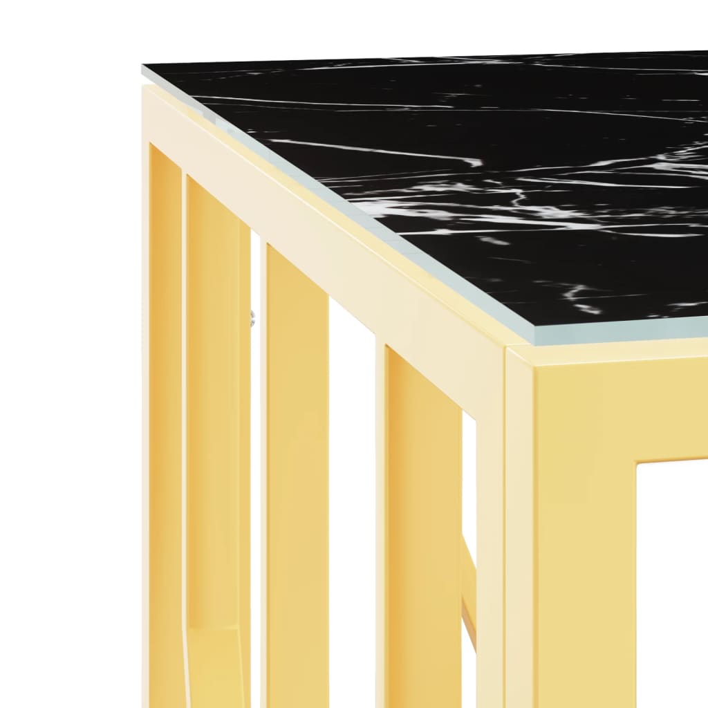 vidaXL Salongbord gull 50x50x50 cm rustfritt stål og glass