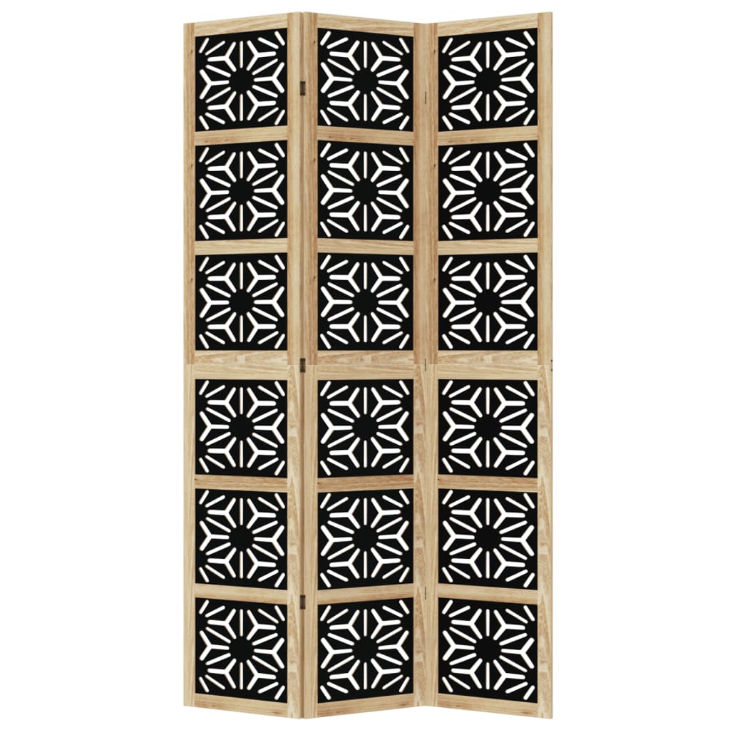 vidaXL Romdeler 3 paneler brun og svart heltre keisertre
