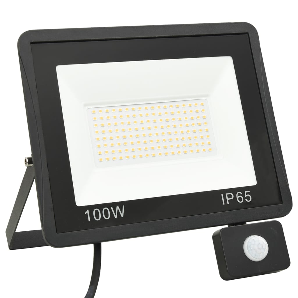 vidaXL LED-flomlys med sensor 100 W varmhvit
