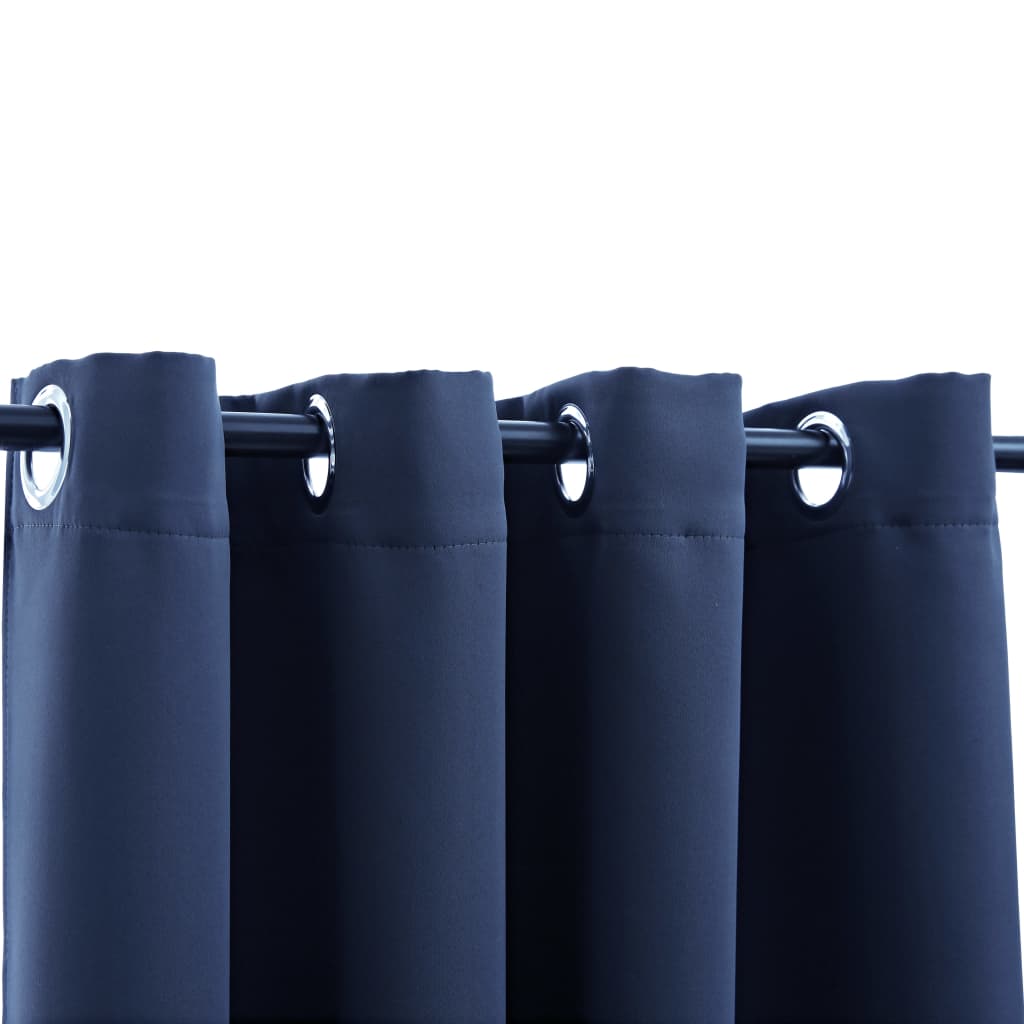 vidaXL Lystette gardiner med metallringer 2 stk blå 140x245 cm