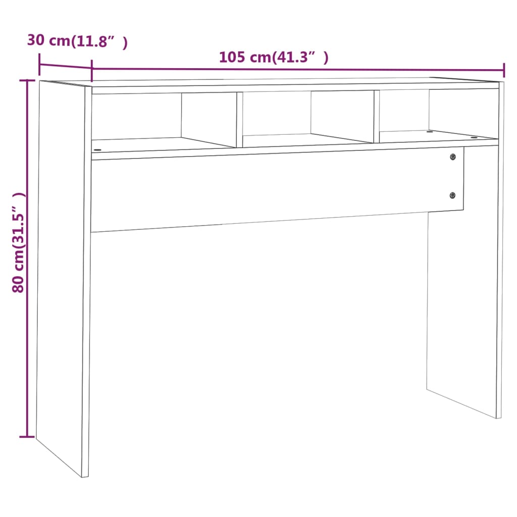 vidaXL Konsollbord høyglans grå 105x30x80 cm sponplate
