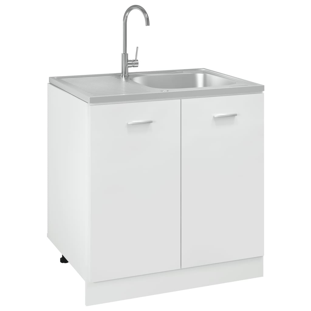 vidaXL Kjøkkenvask med avløpssett sølv 800x600x155 mm rustfritt stål