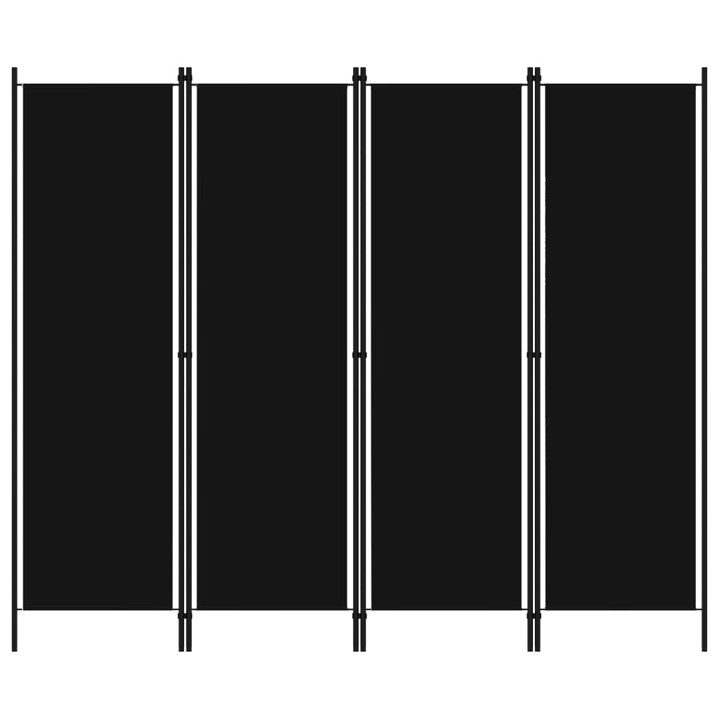 vidaXL Romdeler 4 paneler svart 200x180 cm