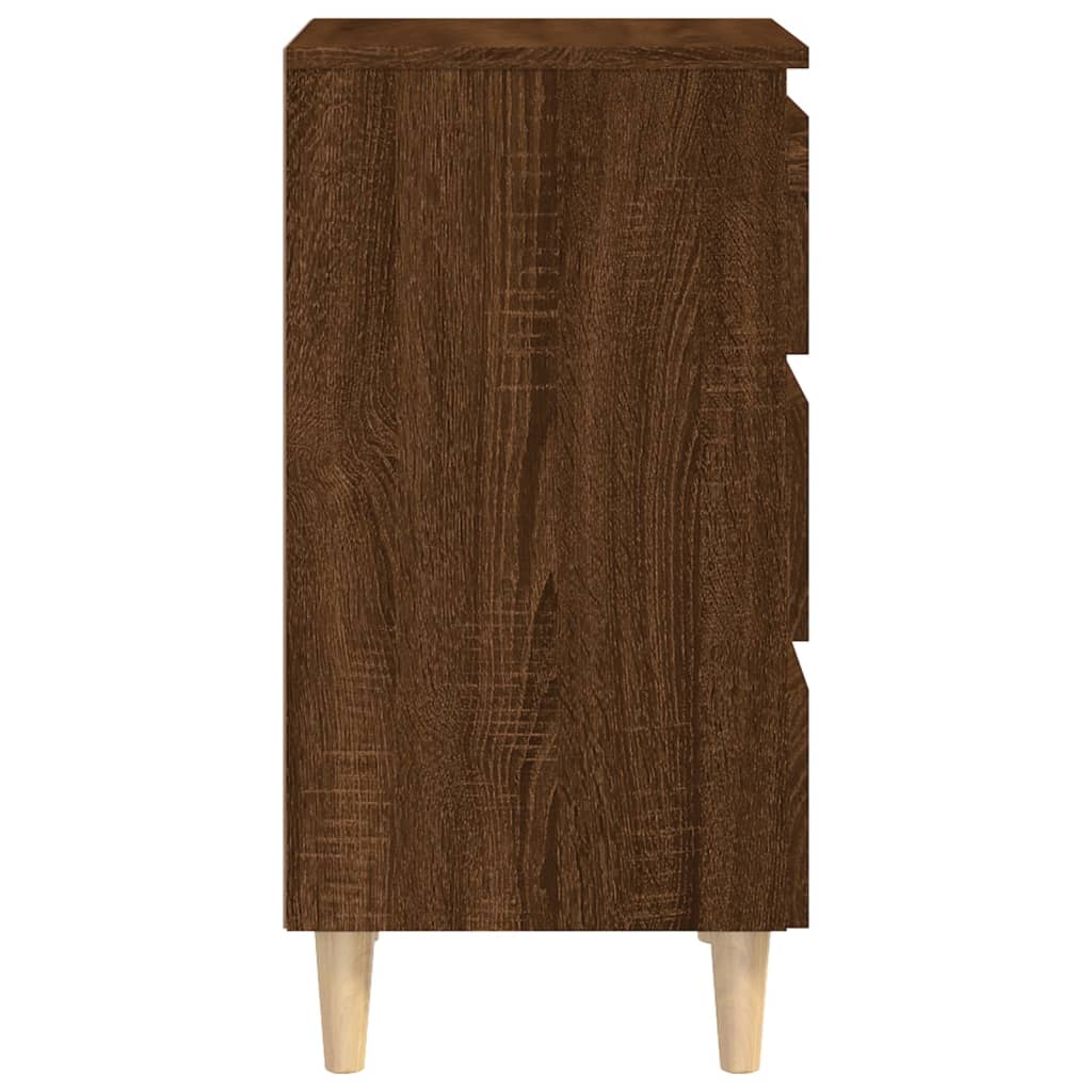 vidaXL Nattbord med ben i heltre brun eik 40x35x69 cm