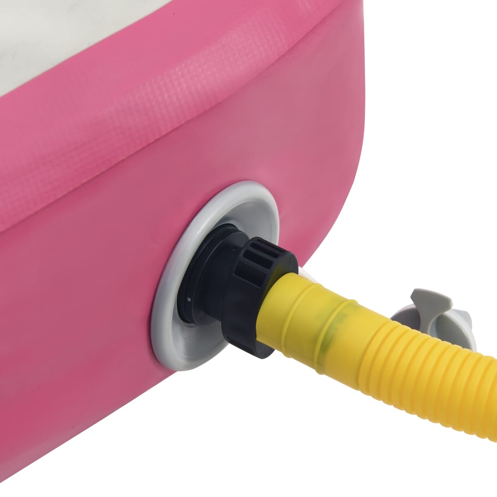 vidaXL Oppblåsbar gymnastikkmatte med pumpe 500x100x15 cm PVC rosa