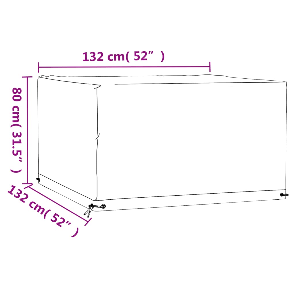 vidaXL Hagemøbeltrekk 8 maljer 132x132x80 cm firkantet