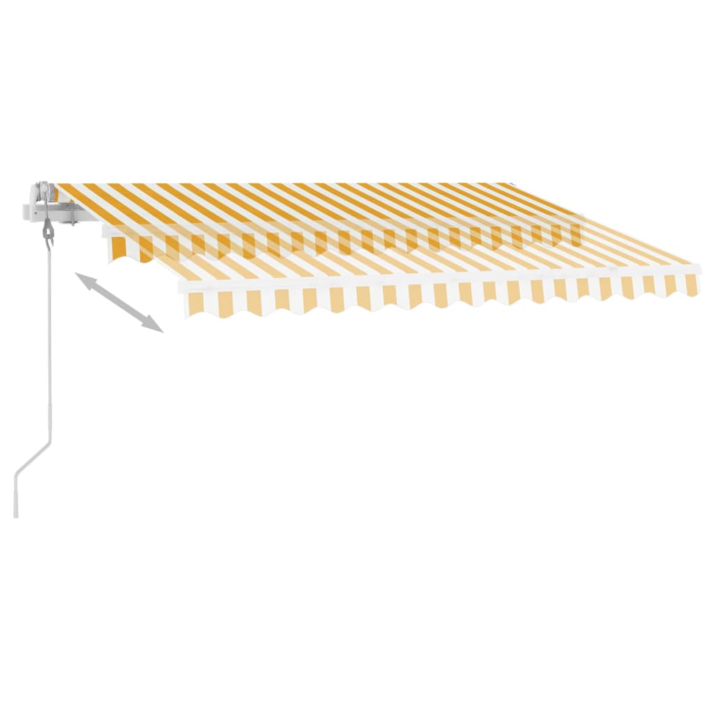 vidaXL Automatisk markise med LED og vindsensor 350x250 cm gul og hvit