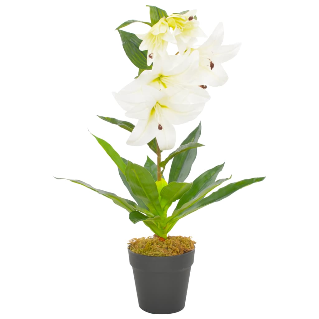 vidaXL Kunstig plante lilje med potte hvit 65 cm
