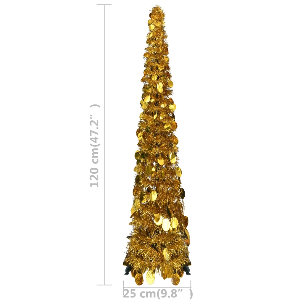 vidaXL Pop-up kunstig juletre gull 120 cm PET