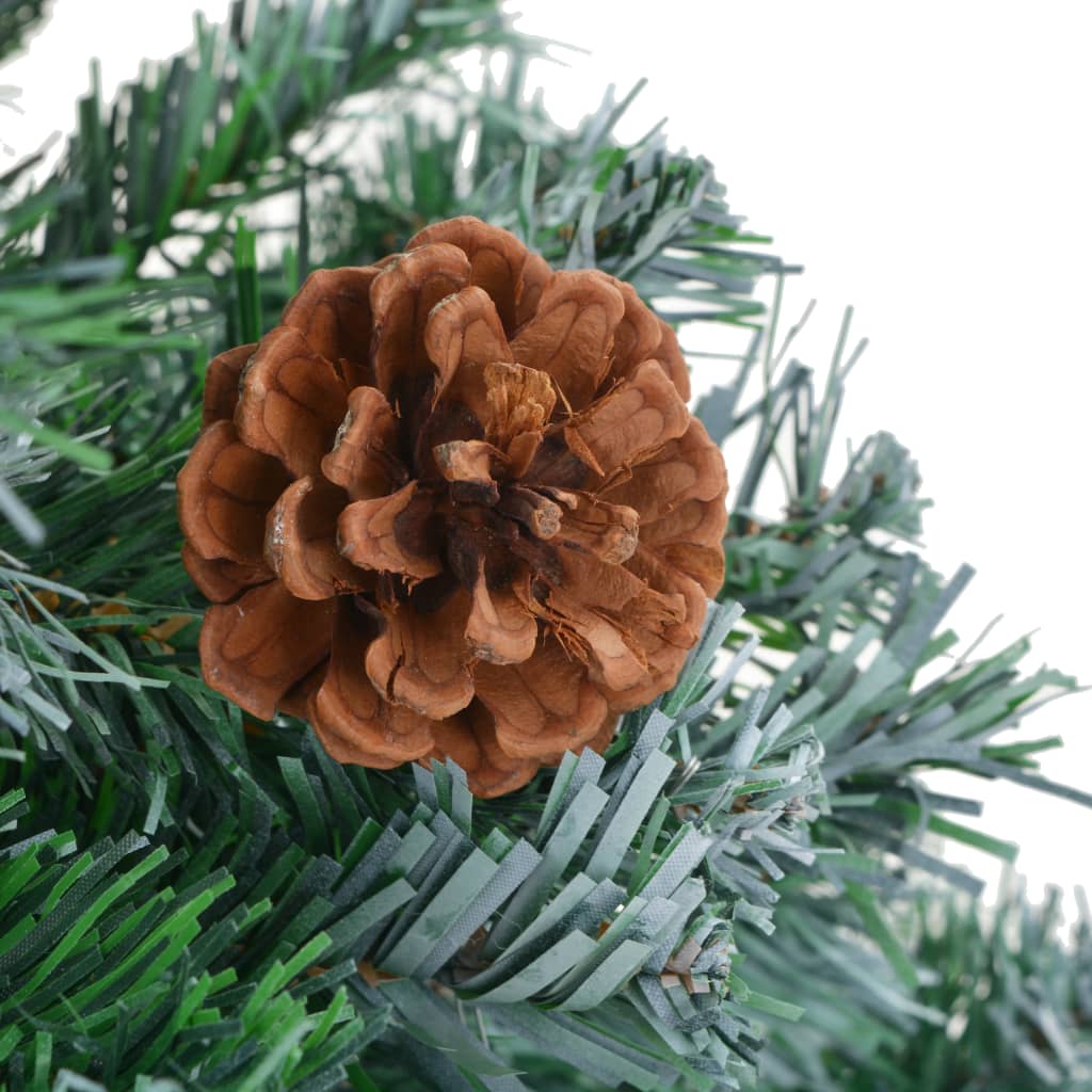 vidaXL Forhåndsbelyst frostet juletre med kongler 150 cm