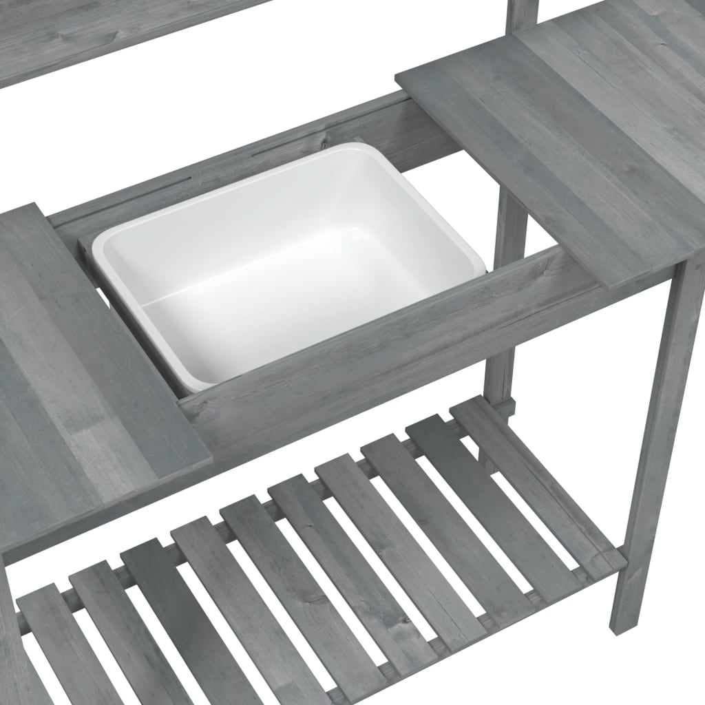 vidaXL Pottebord med skap 147,5x44x139,5 cm heltre gran