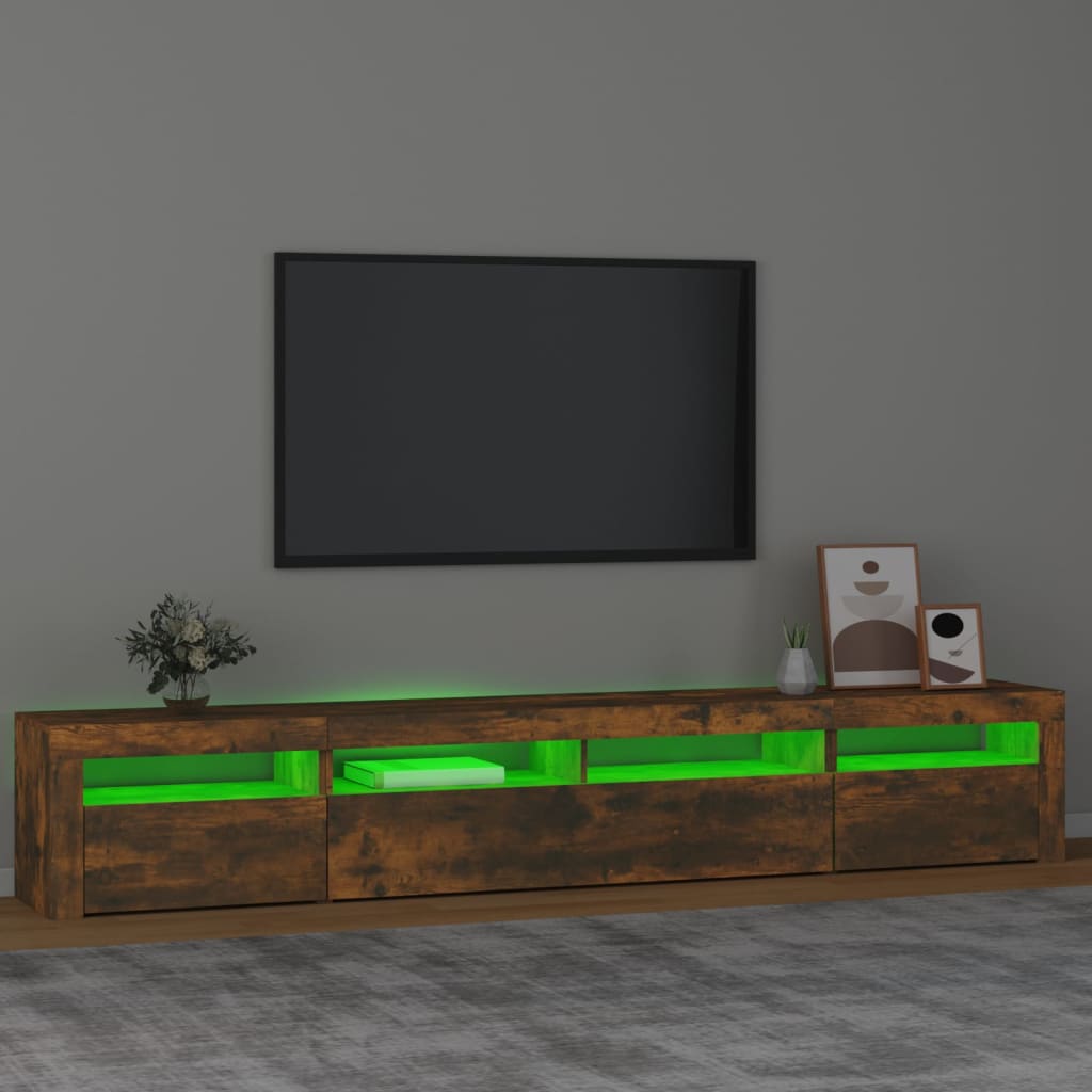 vidaXL TV-benk med LED-lys røkt eik 240x35x40 cm