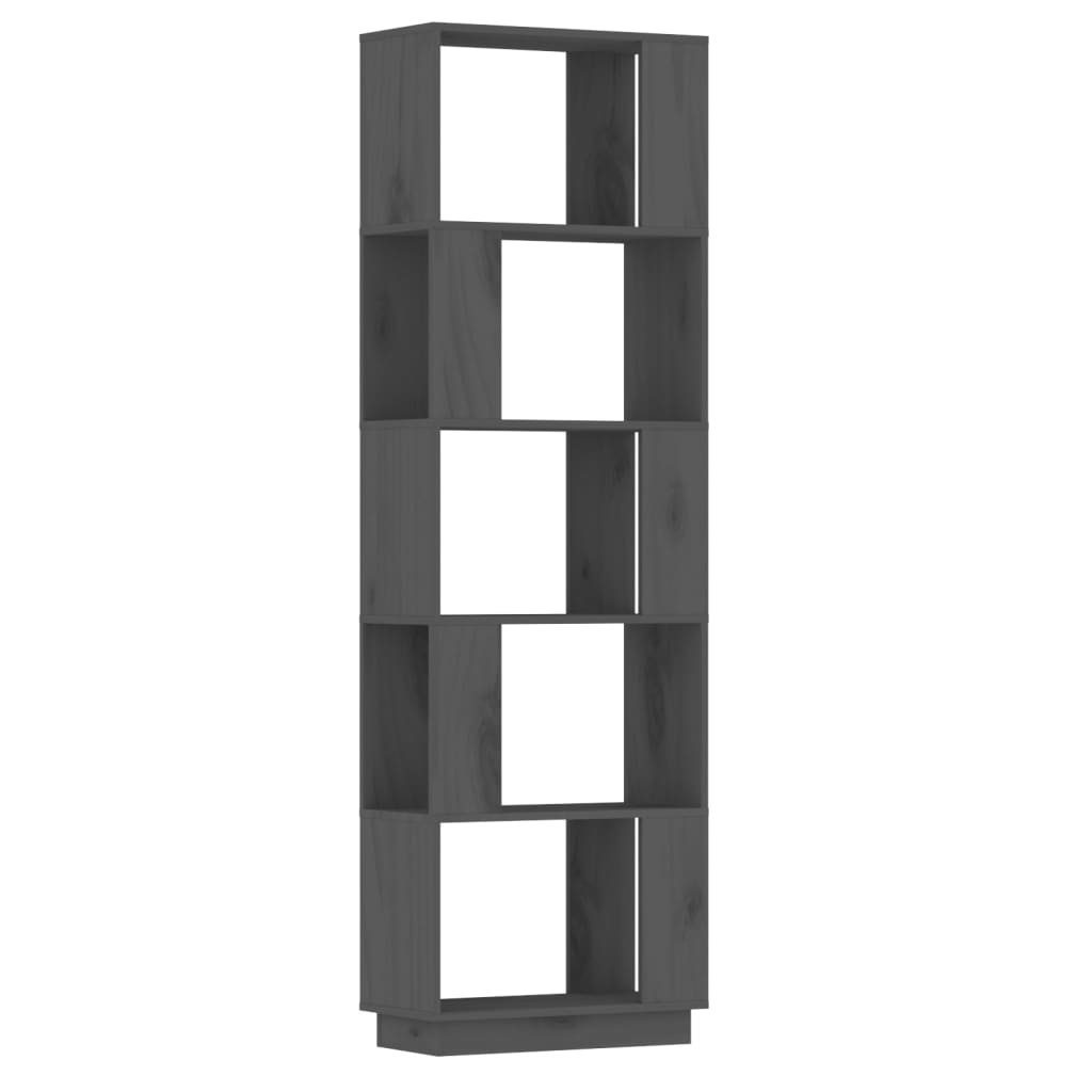 vidaXL Bokhylle/romdeler grå 51x25x163,5 cm heltre furu
