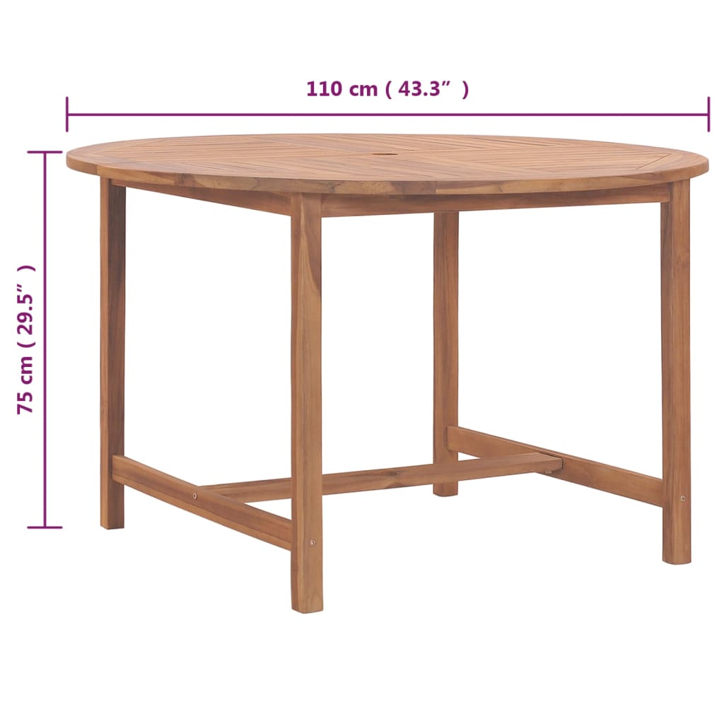 vidaXL Utendørs spisebord Ø110x75 cm heltre teak