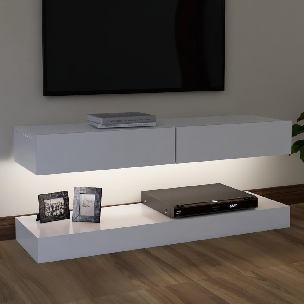 vidaXL TV-benk med LED-lys hvit 120x35 cm