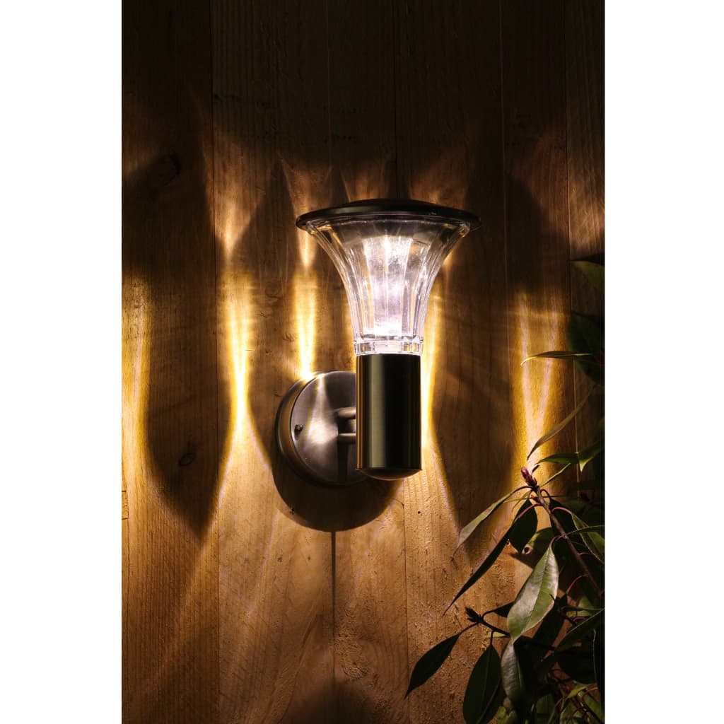 Luxform Soldrevet LED-hagevegglampe Reims rustfritt stål