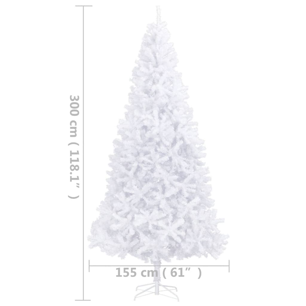 vidaXL Forhåndsbelyst kunstig juletre 300 cm hvit
