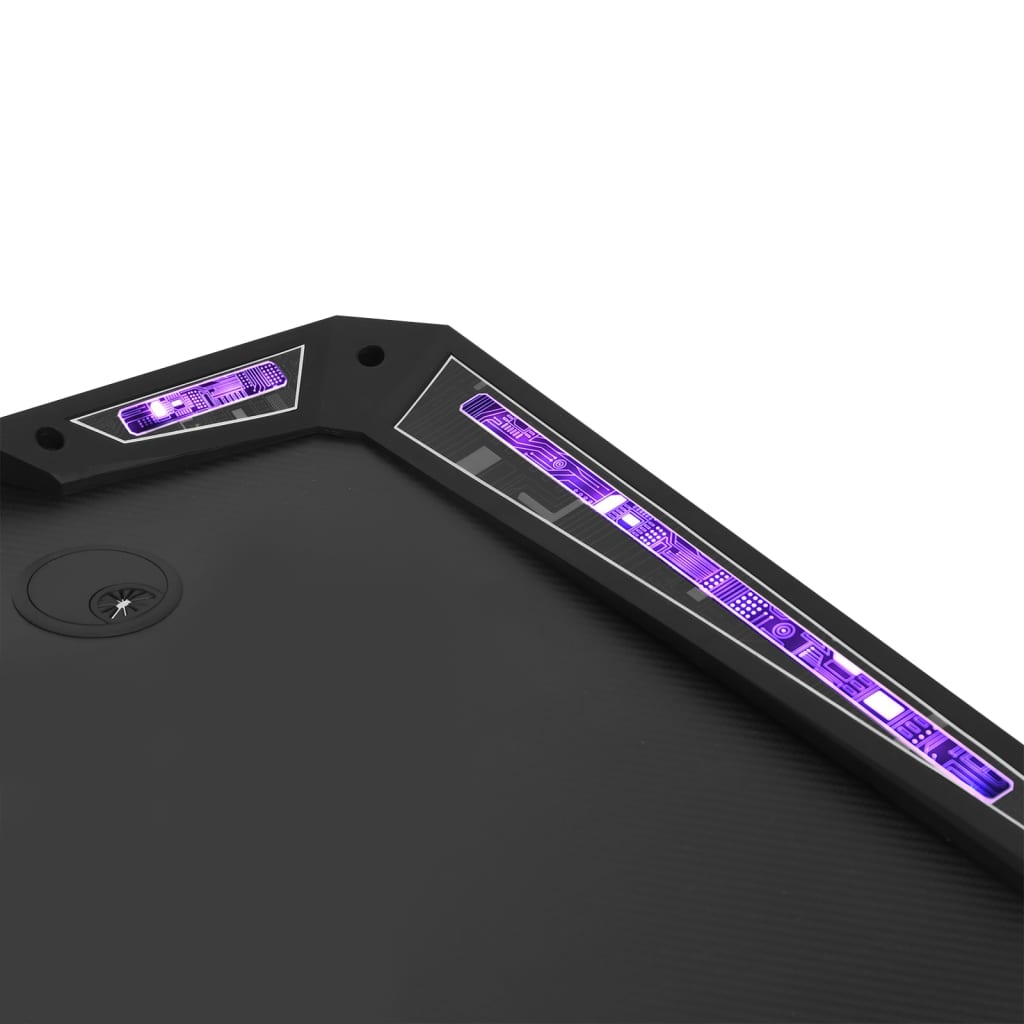 vidaXL Gamingbord med LED og Y-formede ben svart 110x60x75 cm