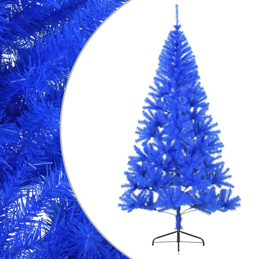 vidaXL Kunstig juletre halvt med stativ blå 180 cm PVC